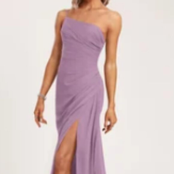 NWT JJs House A-line One Shoulder Floor-Length Lavender Chiffon Dress sz 6 - Picture 4 of 16